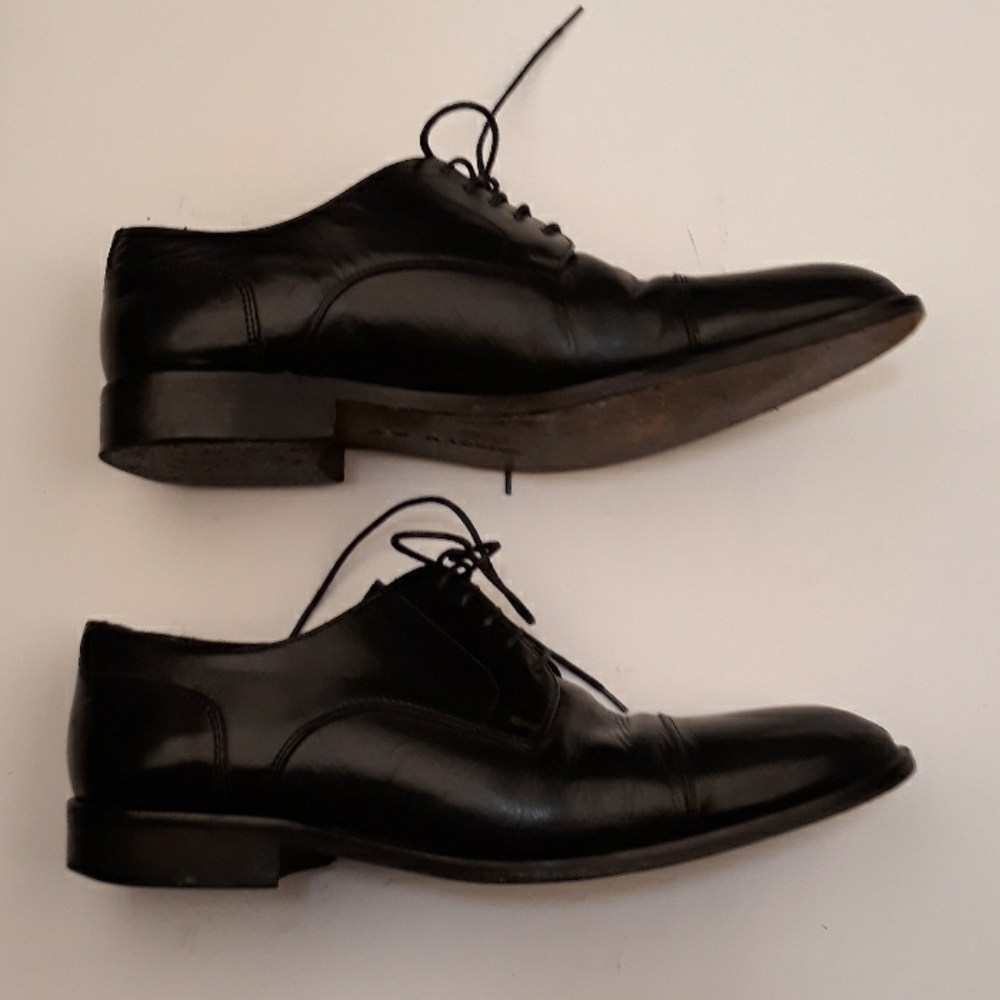 A TESTONI Basics Black Leather Lace Up Sz 10 M Mens Dress Shoes